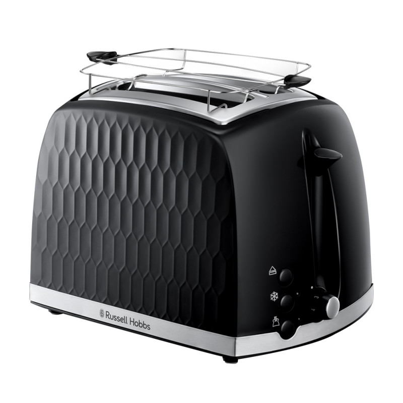Russell Hobbs 26061-56 Toaster, 850W, 2-slice, High Lift, Wide Slots, Defrost, Black