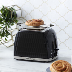 Russell Hobbs 26061-56 Toaster, 850W, 2-slice, High Lift, Wide Slots, Defrost, Black