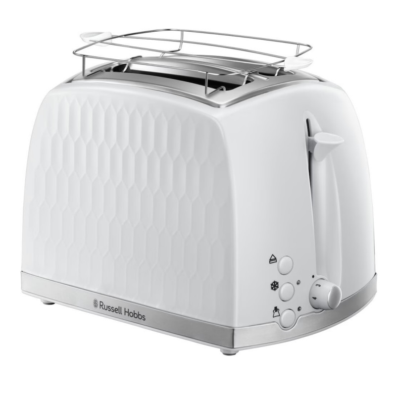 Russell Hobbs 26060-56 Toaster, 850W, 2-slice, High-lift, Wide slots, Defrost, White