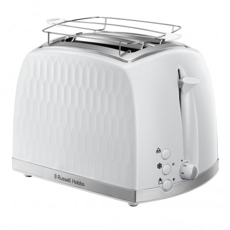 Russell Hobbs 26060-56 Toaster, 850W, 2-slice, High-lift, Wide slots, Defrost, White