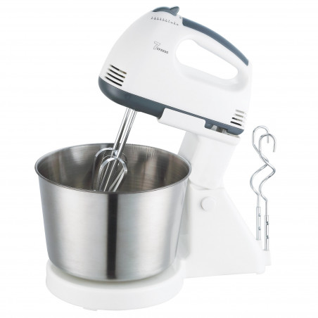 Mixer cu bol metalic Lamarque LMB-3169X, 100W, Buton eliberare, 7 viteze, Alb