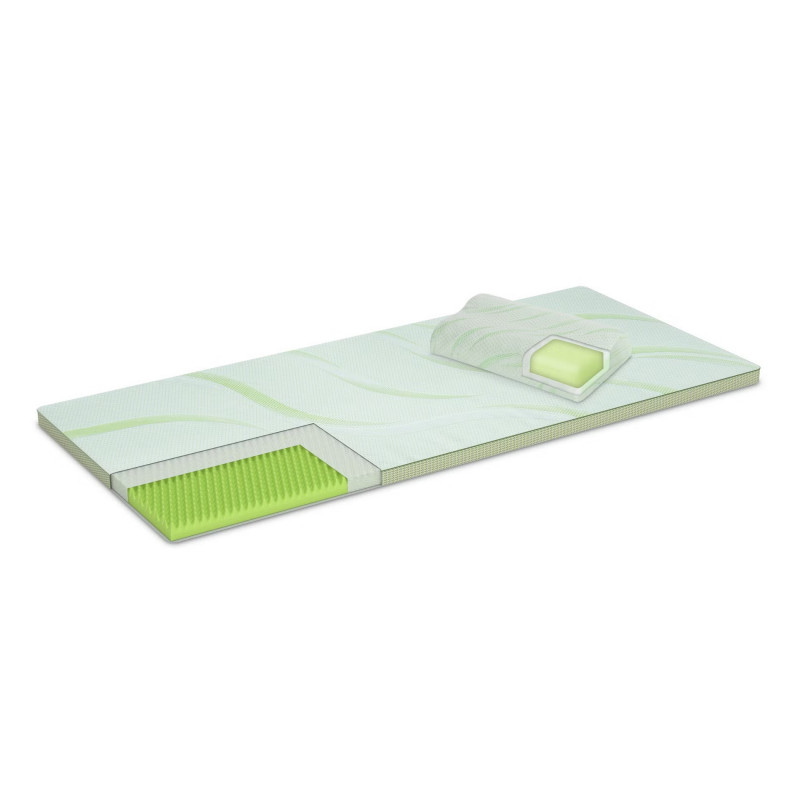 Dormeo Nature Aloe Vera II Mattress Topper D110081456, 5 cm, 140 x 200 cm, Orthocell 3D foam, CleanEffect, AirX System, Non-slip, White/Green