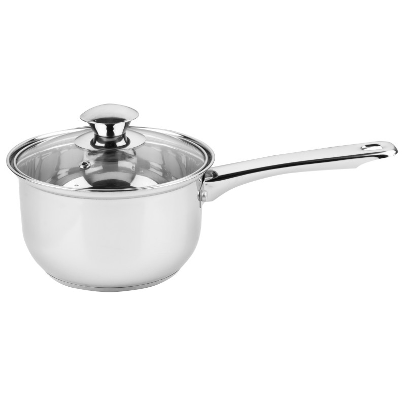 Rosberg R51210O16K Casserole, 1.5 L, 16 x 9.5 cm, Glass Lid with Steam Vent, Stainless Steel
