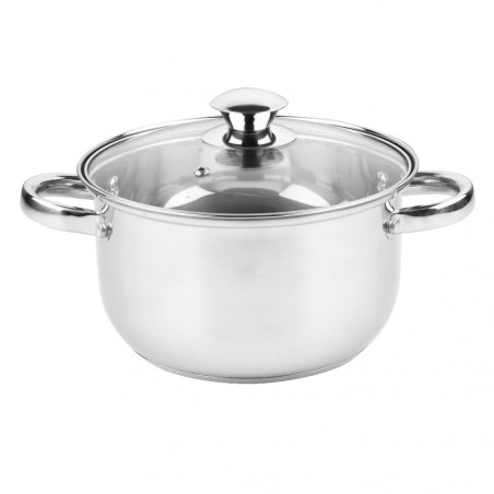 Rosberg R51210O22 Saucepan, 3.6 L, 22 cm, Glass Lid with Steam Vent, Stainless Steel