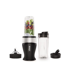 Blender vertical Ninja NINJA QB3001EUS, 700W, 2x470 ml, 18000 rpm, Fructe intregi, Negru/Gri