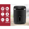 Beper P101FRI051 Hot Air Fryer, 1400 W, 5 L, 8 Programs, 80–200°C, Timer, Black