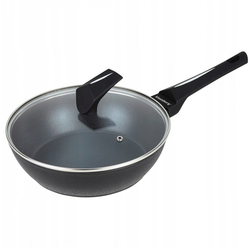Klausberg KB 7691 Deep Frying Pan, 24 cm, Marble Coating, Induction, Black
