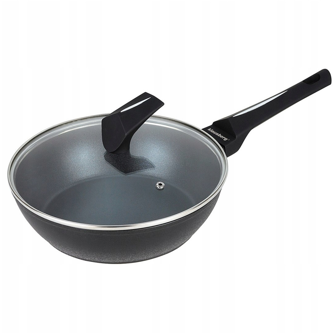 Дълбок тиган Klausberg KB 7692, 28 см, Мраморно покритие, Индукция, Черен