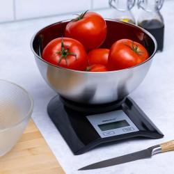 Kinghoff KH 1828 Kitchen Scale with Bowl, 5 kg, 2 L, LCD Display, TARE, Black