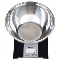Kinghoff KH 1828 Kitchen Scale with Bowl, 5 kg, 2 L, LCD Display, TARE, Black