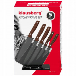 Set cutite cu suport Klausberg KB 7616, 6 piese, Otel inoxidabil, Maro/Gri