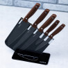 Klausberg KB 7616 Knife Set with Stand, 6-piece, Stainless Steel, Brown/Gray