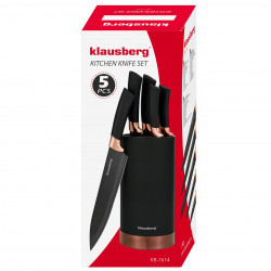 Set cutite cu suport Klausberg KB 7614, 6 piese, Otel inoxidabil, Negru/Cupru