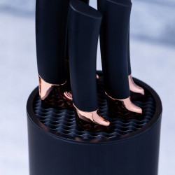 Klausberg KB 7614 Knife Set with Stand, 6 pieces, Ergonomic handles, Stainless steel, Black