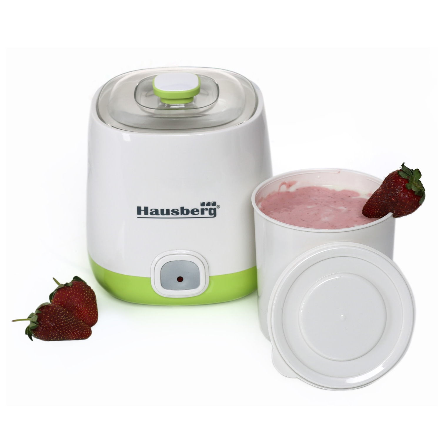 Aparat de iaurt Hausberg HB-2190, 20W, 1 litru, Fara borcane, Termostat, Alb/verde
