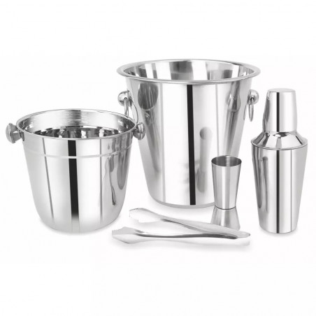 Set pentru cocktail Kinghoff KH 1389, 4 piese, Pahar masurare, Cleste, Inox