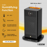 HomeVero HV-SFH1500 2-in-1 Heater and Humidifier, 1500 W, 3D Flame, Remote Control, Timer, Oscillation, 15–45°C, Black