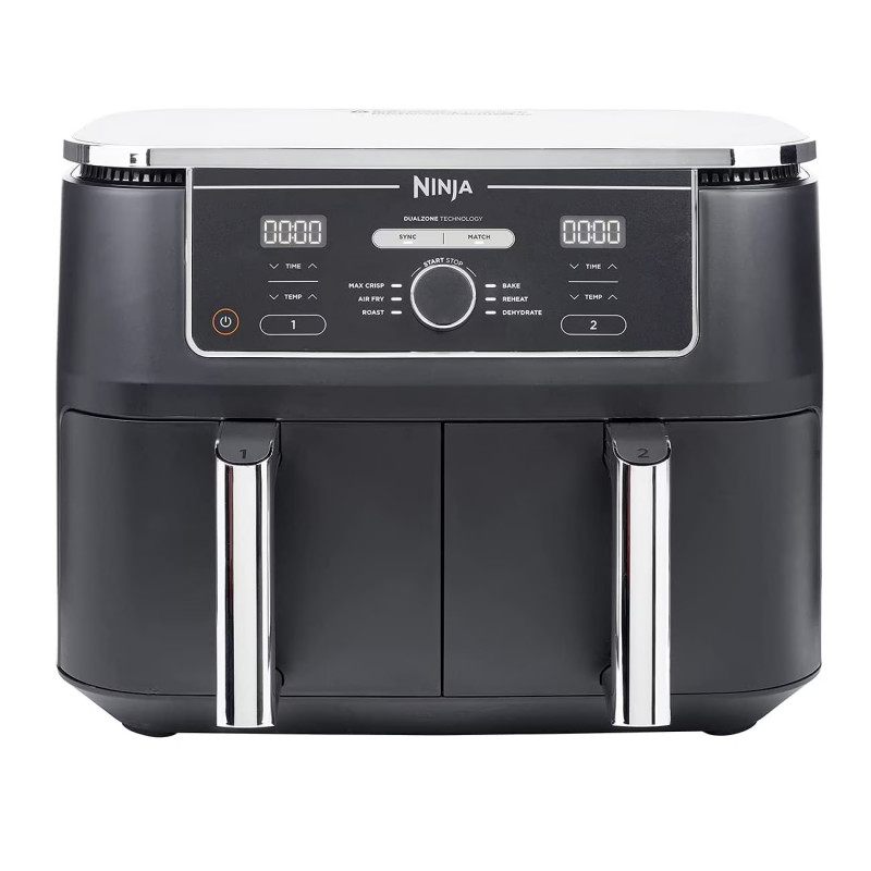 Ninja AF400EU Hot Air Fryer, 2470W, 9.5 L, 6 Programs, 2 Independent Zones, Black