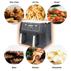 Ninja AF400EU Hot Air Fryer, 2470W, 9.5 L, 6 Programs, 2 Independent Zones, Black