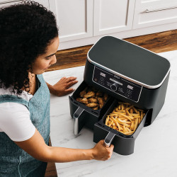 Ninja AF400EU Hot Air Fryer, 2470W, 9.5 L, 6 Programs, 2 Independent Zones, Black