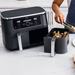 Ninja AF400EU Hot Air Fryer, 2470W, 9.5 L, 6 Programs, 2 Independent Zones, Black