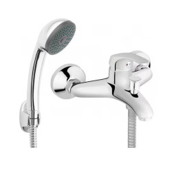 Rosberg Water Mixer with Shower R57100AZ2F, Horizontal, Wall-Mounted, Silver