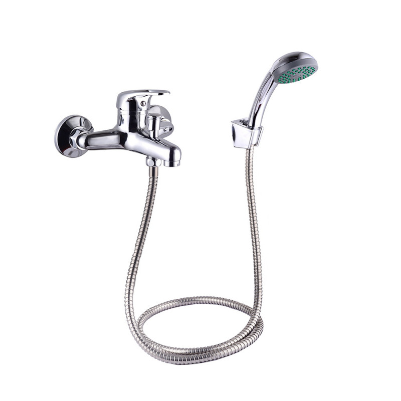 Rosberg Water Mixer with Shower R57100AZ2F, Horizontal, Wall-Mounted, Silver
