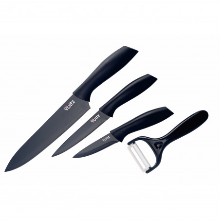 Oliver Voltz OV51633B4G Knife Set, 4 pieces, Stainless Steel, Non-stick Coating, Black