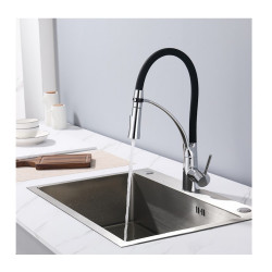 Rosberg R57100AZ7 Water Faucet, Vertical, 360° Swivel, Chrome/Black