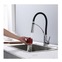 Rosberg R57100AZ7 Water Faucet, Vertical, 360° Swivel, Chrome/Black