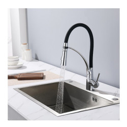 Rosberg R57100AZ7 Water Faucet, Vertical, 360° Swivel, Chrome/Black