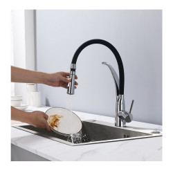 Rosberg R57100AZ7 Water Faucet, Vertical, 360° Swivel, Chrome/Black