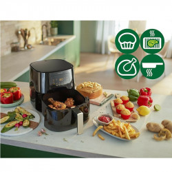 Фритюрник с горещ въздух Philips HD9280/70, 6.2L, 2000W, LED, 7 програми, 90% по-малко мазнини, Rapid Air, Черен