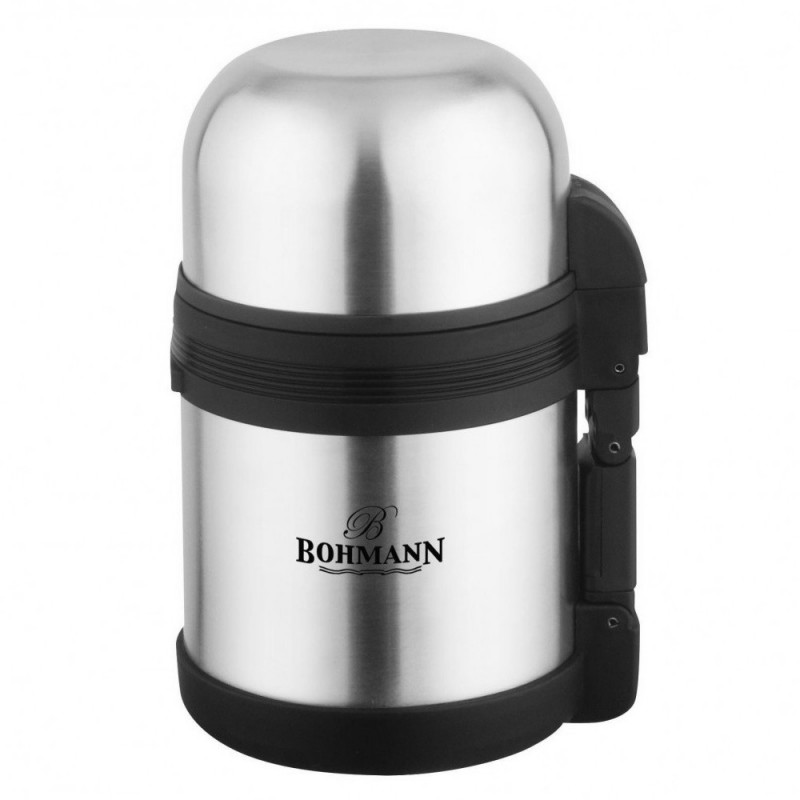 Termos pentru mancare Bohmann BH 4208, 0.8 L, Otel inoxidabil, Capac cana, Maner, Gri