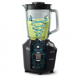 Blender Philips HR2291/01, 600W, 2L, Tehnologie Problend, 2 viteze, Pulse Negru