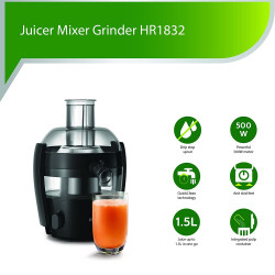 Storcator de fructe Philips HR1832/00, 500W, 1.5L, QuickClean, Fara picurare, Negru