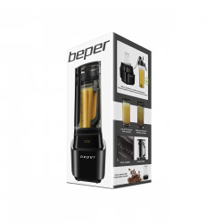 Вакуумен блендер Beper BP.620, 1000W, 1L, BPA Free, Шумоизолираща капачка, Soft Touch, 2скорости+импулси, Черен