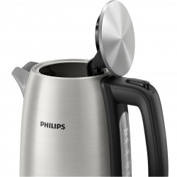 Ηλεκτρικός βραστήρας Philips Viva Collection HD9351/90, 2200W, 1.7l, Μέταλλο, Αυτόματος τερματισμός λειτουργίας, Προστασία κατά της υπερθέρμανσης, Γκρι/Μαύρο