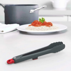 Joseph Joseph 80038 Food Tongs, Locking, Built-in Holder, Gray