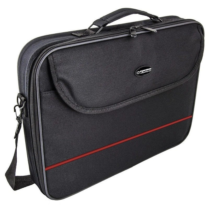 Esperanza ET101R Laptop Bag, 15.6", Long Handle, Document Pocket, Black/Red