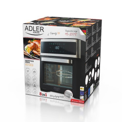 Φριτέζα-φούρνος αέρος Air Fryer Adler AD 6309, 2500W Max, 13 λίτρα, 8 προγράμματα, Καλάθι, Μαύρο/ασημί