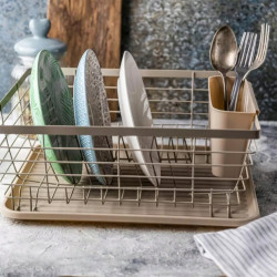 Kinghoff KH 1838 Dish Rack, Cutlery Holder, Beige