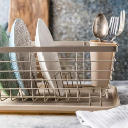 Kinghoff KH 1838 Dish Rack, Cutlery Holder, Beige