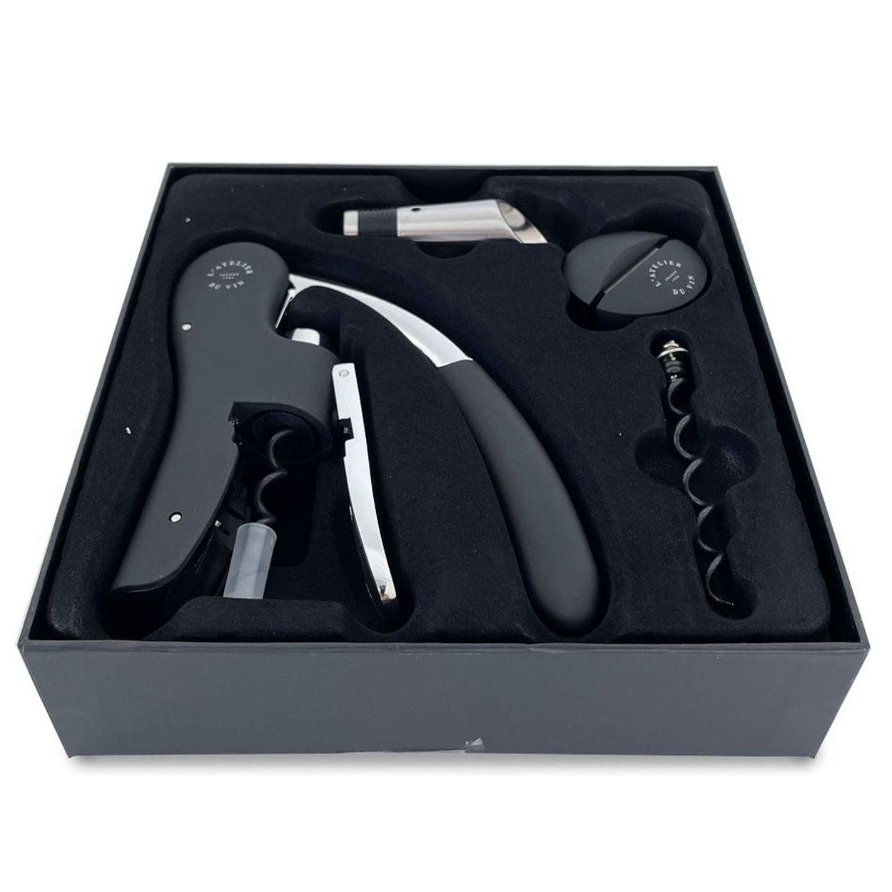 Set accesorii deschidere sticla cu vin  L' Atelier Du Vin Sommelier, Oeno Collection, Negru