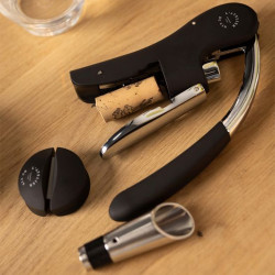 Set accesorii deschidere sticla cu vin  L' Atelier Du Vin Sommelier, Oeno Collection, Negru