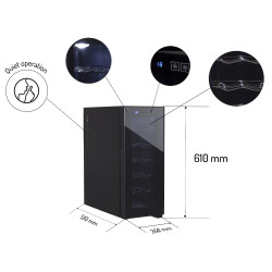 Adler AD 8083 Wine Cooler, 33 L, Digital, Holds 12 Bottles, 15–18°C, Black