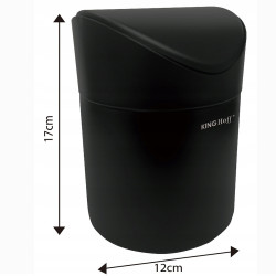 Kinghoff KH 1813 Mini Trash Can, 1.8 L, 12 x 17 cm, Stainless Steel, Black