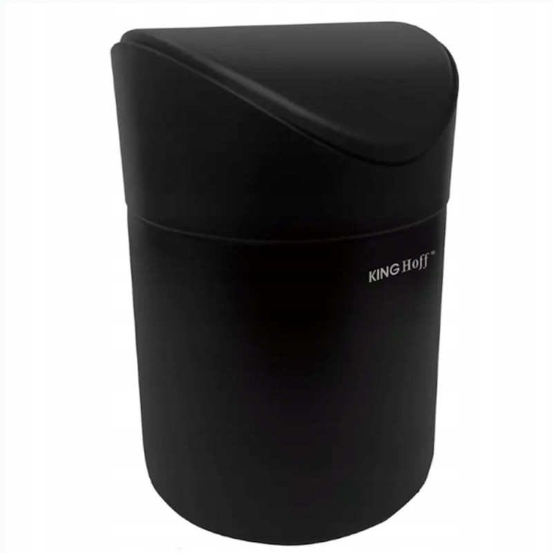 Kinghoff KH 1813 Mini Trash Can, 1.8 L, 12 x 17 cm, Stainless Steel, Black