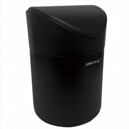 Kinghoff KH 1813 Mini Trash Can, 1.8 L, 12 x 17 cm, Stainless Steel, Black