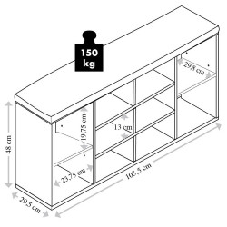 Παπουτσοθήκη  Kesper 15910, 10 θήκες, Μαλακή επιφάνεια καθίσματος, Λευκό